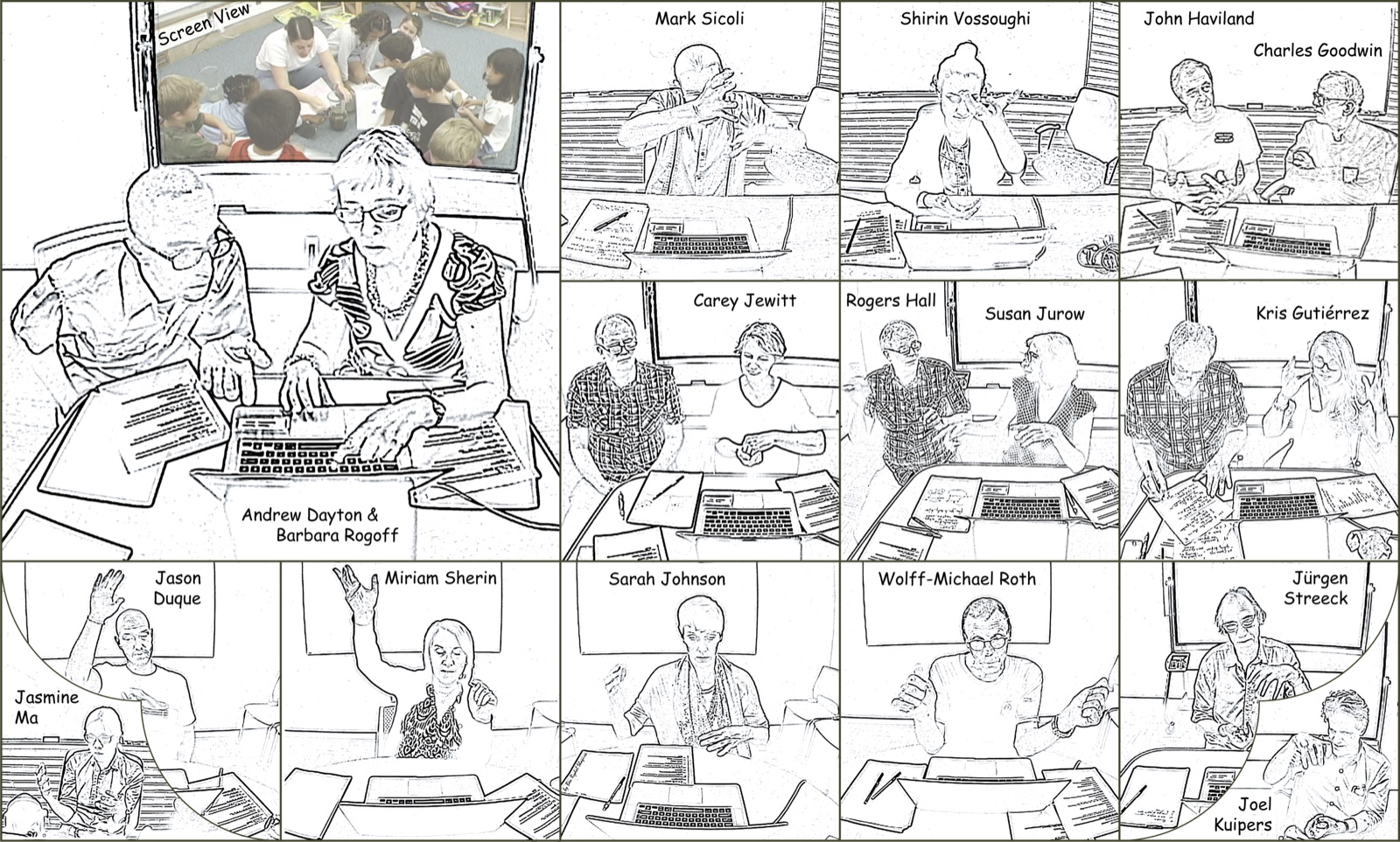 Conference participants seated at laptops, each conducting an individual analysis of the same two-minute classroom video.